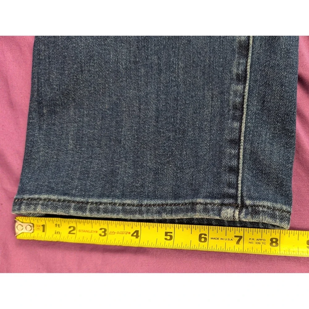 BONOBOS Jean 38x29 Blue Slim Fit Dark Wash Denim Straight Leg Whisker Fade